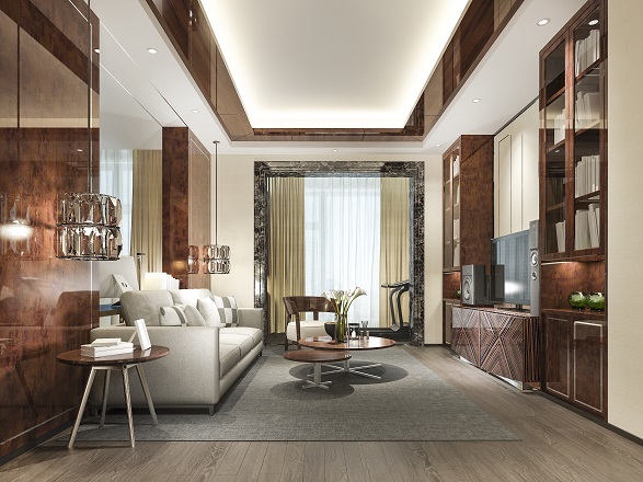 Drewno i marmur – elegancki styl w salonie